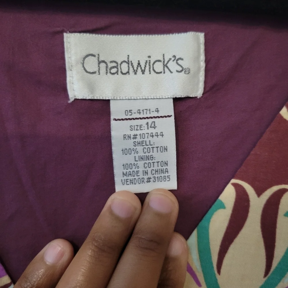 Chadwick's Vintage Women's Multicolor Floral Cotton Maxi Dress. Sz 14 - Picture 8 of 8